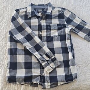 OshKosh B'gosh Navy and White Plaid Men's Shirt